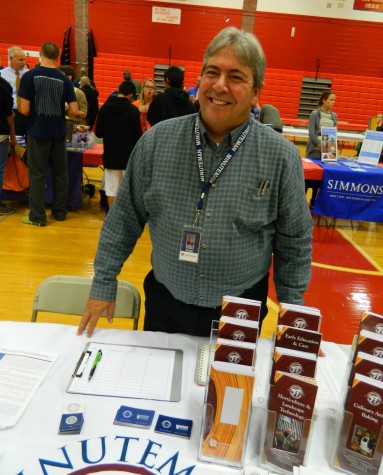 Ron Marino representing Minuteman Technical Institute at the annual College Fair at Watertown High School on Oct. 9, 2014. 