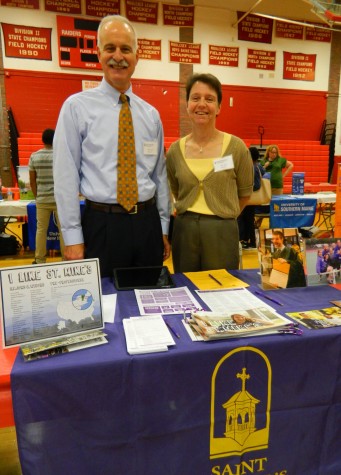 The Saint Michael's information table at the annual College Fair at Watertown High School on Oct. 9, 2014. 