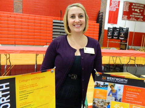 Julie Lanman representing Wentworth at the annual College Fair at Watertown High School on Oct. 9, 2014. 