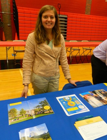 Amanda Gearhart representing the University of Delaware at the annual College Fair at Watertown High School on Oct. 9, 2014. 