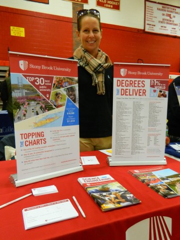 Amanda Mills representing Stony Brook University at the annual College Fair at Watertown High School on Oct. 9, 2014. 