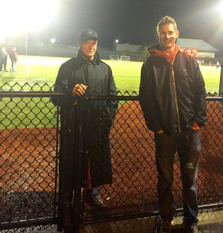 George Hoffman (left) and Michael Spillane provide security at Victory Field during Watertown High football games.