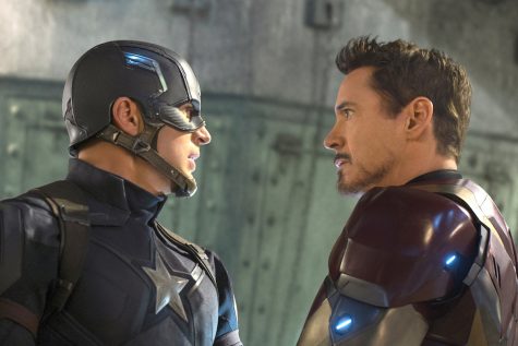 In "Captain America: Civil War", a split occurs in the Avengers, forcing Captain America (Chris Evans) to oppose Iron Man (Robert Downey Jr.).