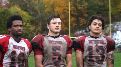 Cyril Brutus (10), Isaac Huff (5), and Yoseph Hamad (13) helped Watertown beat host Stoneham, 16-8, in overtime on Saturday, Oct. 22, 2016. With the win, Raiders improved to 6-1 and earned a top seed in the MIAA Division 3 North playoffs.