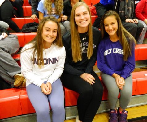 Kourtney Kennedy (UConn field hockey), Shannon Murphy (Holy Cross basketball), and Olivia Venezia (Holy Cross field hockey) made their college plans official at a signing ceremony at Watertown High School on Thursday, Nov. 10, 2016.