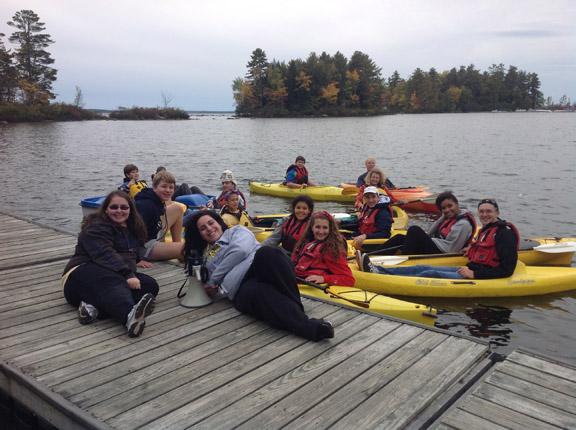 The WHS Camp Sunshine volunteers take to Sebago Lake in their kayaks.  As part of the weekends activities, the volunteers and campers enjoyed the beautiful lakeside site.