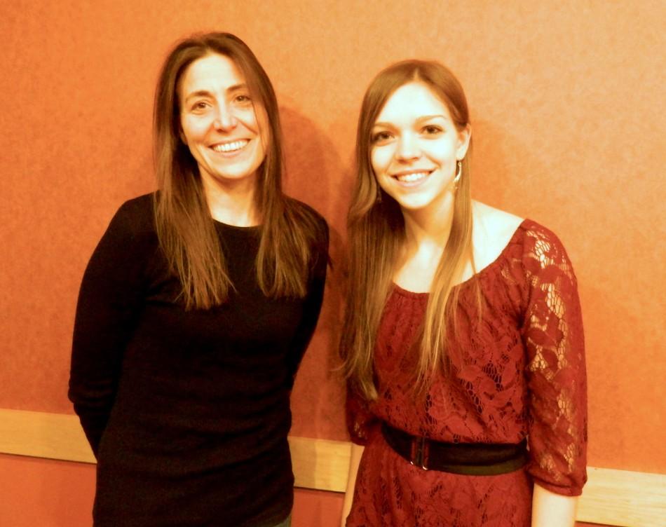The author and the author: Rebecca Stead with her interviewer from the Raider Times at Lesley University in Cambridge, Mass., on Jan. 8, 2014.