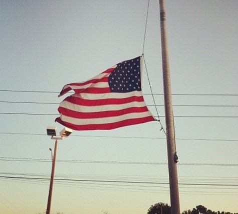 In Florida on April 2013, flags fly at half-staff to show support for Boston after the bombings. 