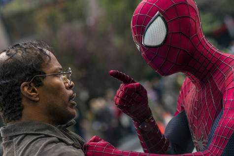 Max Dillon (Jamie Foxx) and Spider-Man (Andrew Garfield) come face to face more than once in The Amazing Spider-Man 2, which opens Friday, May 2. 