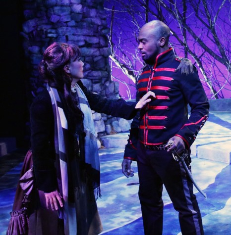 Lisa Yuen (Baker's wife) and Maurice Emmanuel Parent (Cinderella's Prince) in Lyric Stage's "Into the Woods."