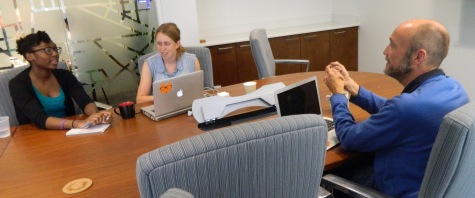 Sophie Heller (center) and John Leplante (right) are part of Testive.com's coaching team, tasked with helping students navigate the SAT -- a test designed to trick them.