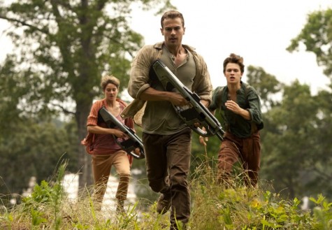 Shailene Woodley (left), Theo James (center), and Ansel Elgort star in "Insurgent," the sequel to last year's "Divergent." (2015)