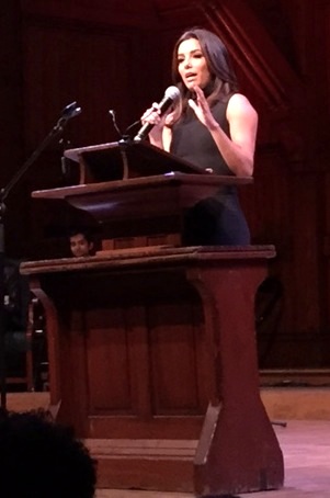 Eva Longoria speaks at the Cultural Rhythms Festival held by the Harvard Foundation for Intercultural Race Relations at Sanders Theatre, where the actress was named Artist of the Year on Feb. 21, 2015.