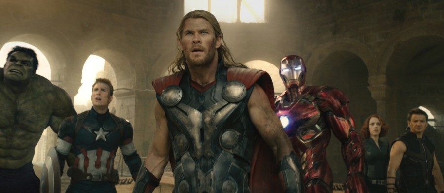 The Avengers -- (left to right) Hulk, Captain America, Thor, Iron Man, Black Widow, and Hawkeye -- return after three years for Age of Ultron. 