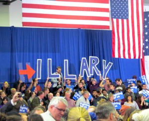 Supporters for Hillary Clinton at Southern New Hampshire University show their support before the presidential candidate spoke at her post-election party following the New Hampshire primary on Feb. 9, 2016.