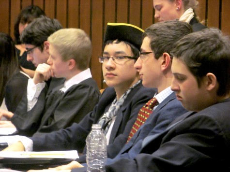 Participants in the annual French Revolution trial listen to arguments in the Watertown High School lecture hall on Jan. 21, 2016.