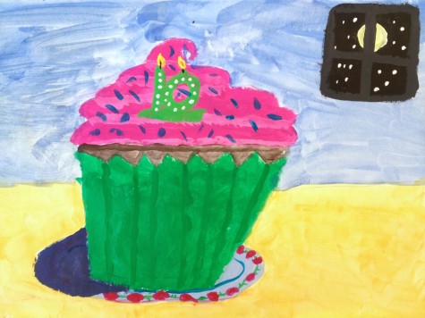 A cupcake by Hosmer Elementary third-grader Cammy Farrar, a work inspired by a lesson on Wayne Thiebaud and one that will be included in the 2016 Watertown public schools art show that will run from April 1 to April 26 at Watertown Mall.