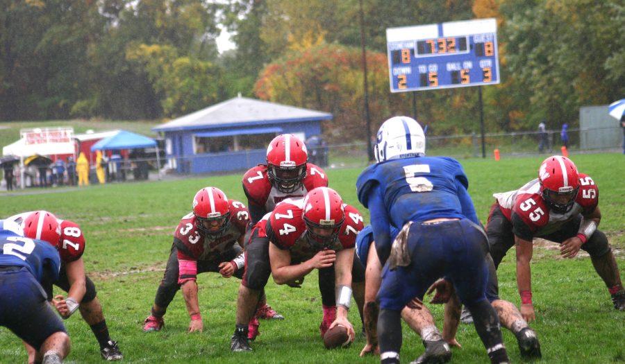 Deon Smith (7) awaits the snap in Watertowns 16-8 overtime win in Stoneham on Saturday, Oct. 22, 2016. With the win, Raiders improved to 6-1 and earned a top seed in the MIAA Division 3 North playoffs.