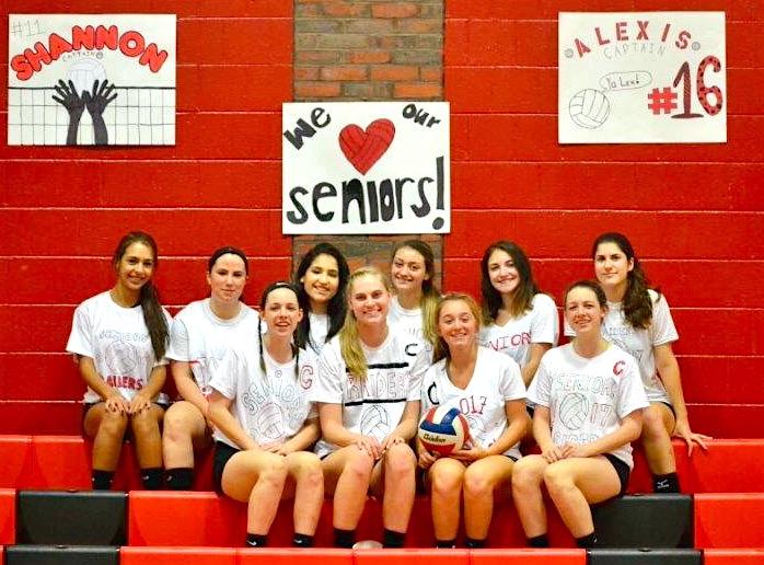 The seniors on the historic 2016 Watertown High School volleyball team, which went 10-9 and earned a spot in the MIAA Division 2 North tournament for the first time.