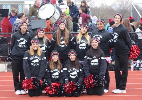 The Raiders cheerleaders pose at the annual Thanksgiving football game. Watertown defeated host Belmont, 34-28, on Nov. 24, 2016.
