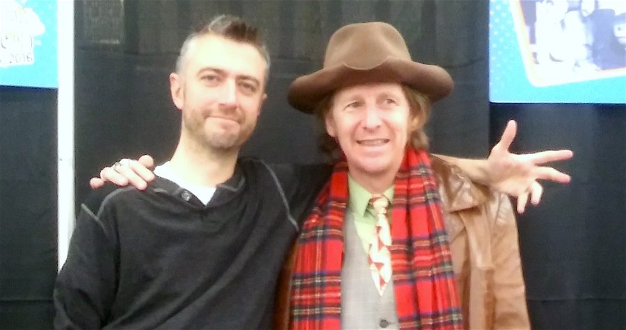 Sean Gunn of Guardians of the Galaxy (left) and Lew Temple of The Walking Dead take a moment to pose for fans during the Northeast Comic Con at Shriners Auditorium in Wilmington, Mass., on Dec. 3, 2016.
