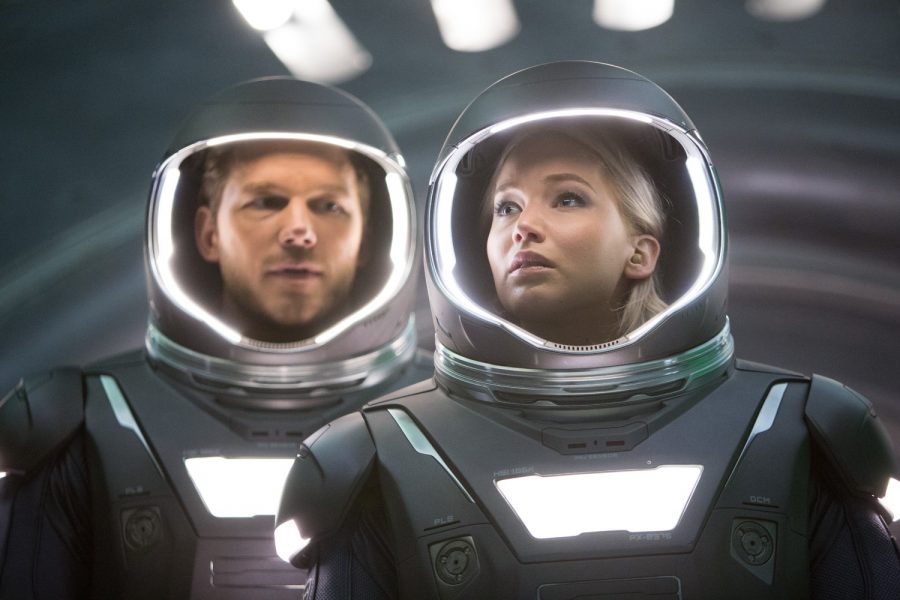 Chris Pratt (left) and Jennifer Lawrence star in Passengers.