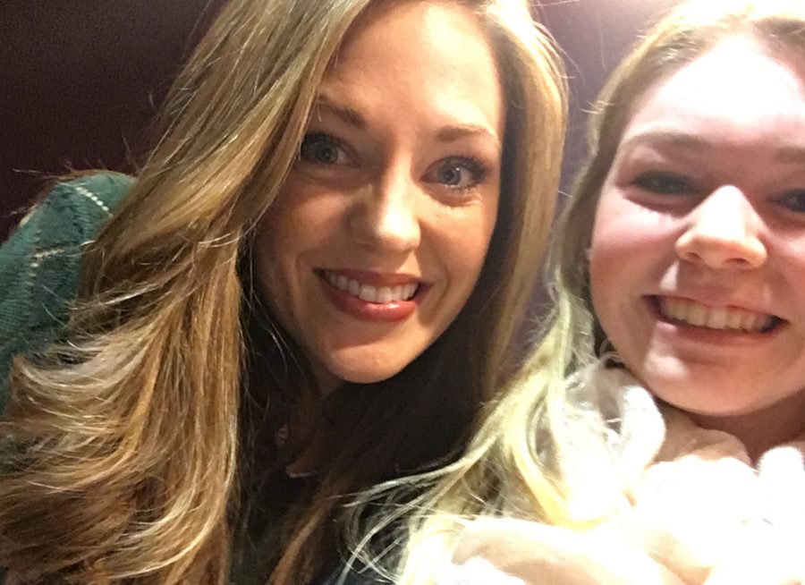Broadway star Laura Osnes (left) poses with a Raider Times reporter after a recent interview at Harvard University.