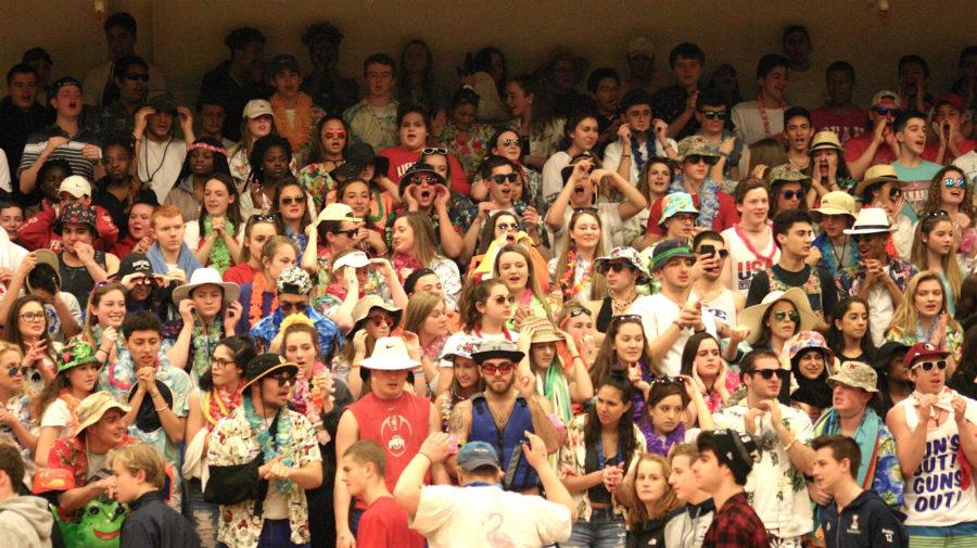 The Watertown High School fan section had a beach theme for Wednesdays game against Lynnfield -- with good results. For Saturdays game against Bedford, the theme will be USA. 