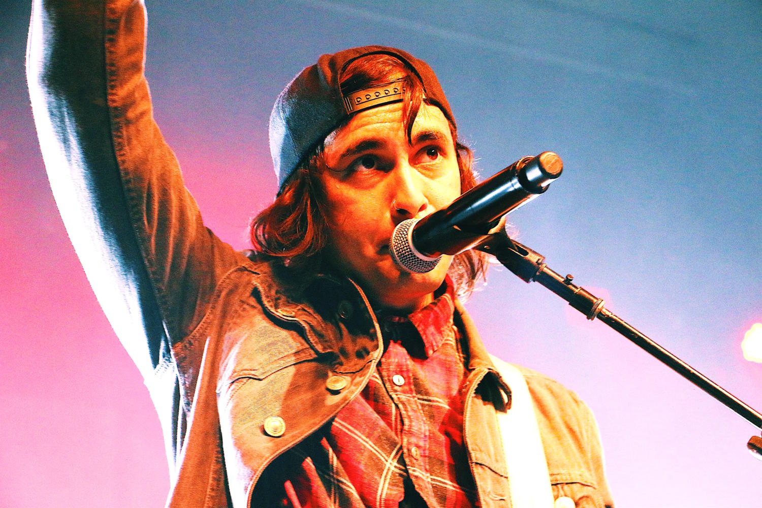 Vic Fuentes admires the support from the fans during Pierce the Veil’s show at Hampton Beach Casino Ballroom on May 17, 2017.	