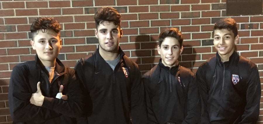 The Watertown High got goals from four players -- (from left) Samuel Deossa, Robert Danielian, Nicholas Dipace, and Caiden Kiani -- to defeat Whittier Tech, 4-0, on Friday, Nov. 3, 2017, at Victory Field in the Division 3 North first round.