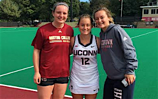 The Kennedy sisters -- Jonna (Boston College), Kourtney (UConn), and Ally (Watertown High) -- pose for a picture during a field hockey doubleheader at Boston College on Oct. 14, 2018.