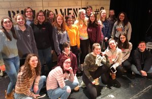 Members of the cast and crew of the musical Urinetown gather before a recent rehearsal. Urinetown will be performed in the Watertown High School auditorium on March 8, 9, and 10.