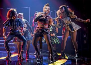 Anna of Cleves (Brittney Mack) performs “Get Down” in Six, which is at the American Repertory Theater through Sept. 29, 2019. 