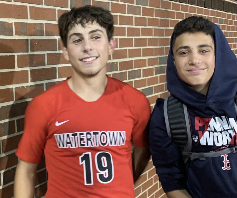 Nic+DiPace+%2819%29+talks+after+the+Watertown+boys+soccer+team+defeated+Melrose%2C+1-0%2C+on+Friday%2C+Sept.+20%2C+2019%2C+at+Victory+Field.+