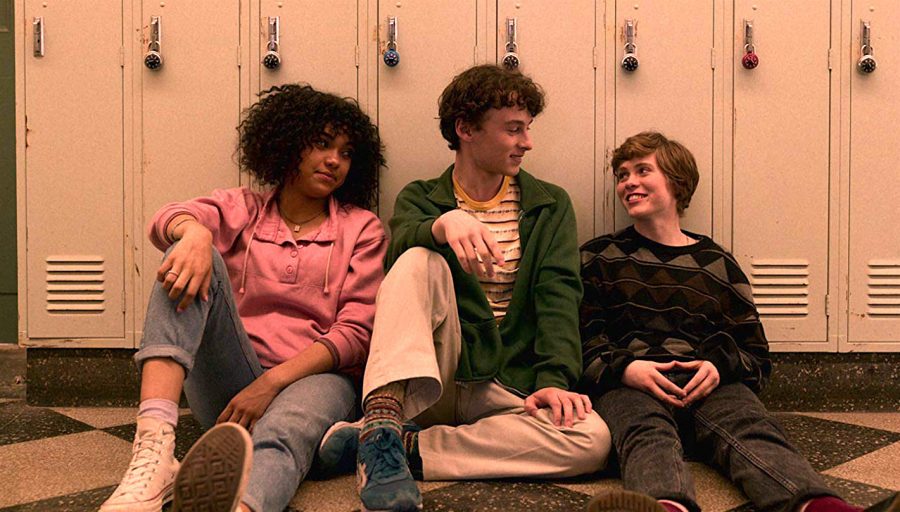 Sofia Bryant (left), Wyatt Oleff (center), and Sophia Lillis star in I Am Not Okay with This.