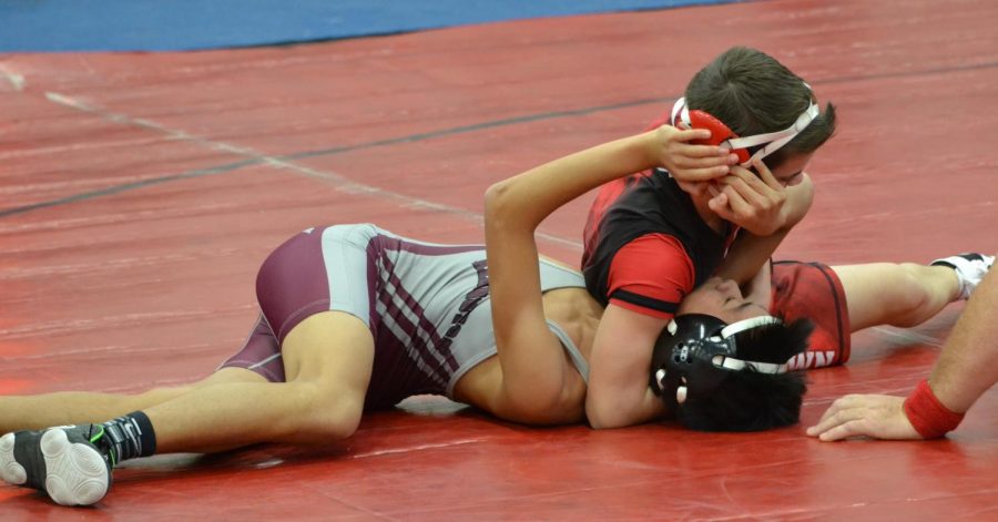 Watertowns Bo Leitner was in control during this wrestling match from the 2019-20 season.