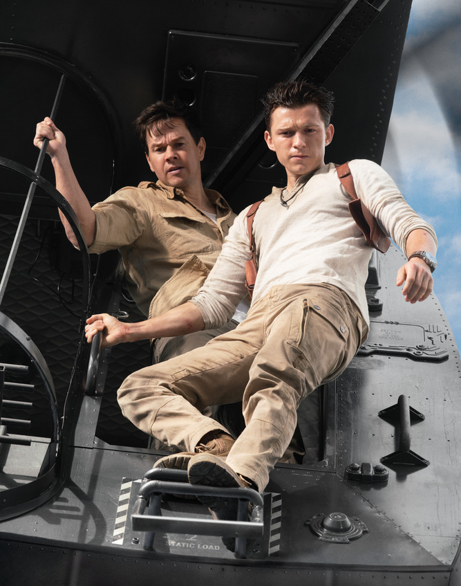 Mark Wahlberg (left) and Tom Holland star in Uncharted.