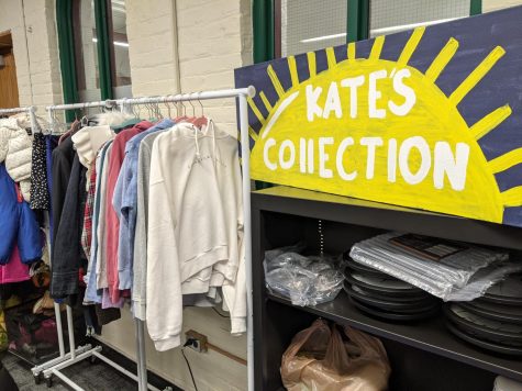 Clothes collected for people who need them at Watertown High School are displayed in Kates Collection in the guidance office.