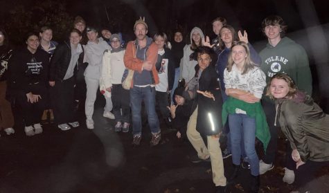 Watertown Highs Expedition Club poses during its recent night walk through Belmont’s Rock Meadow Conservation Area.